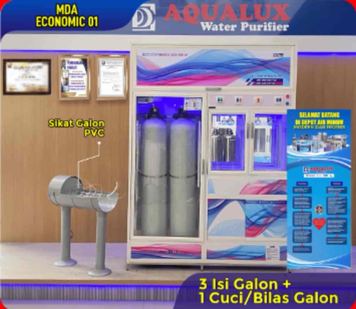Mesin depot air minum MDA Economic 01 — 3 isi galon + 1 cuci/bilas galon