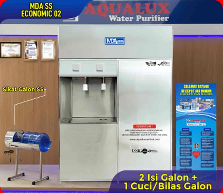 Mesin depot air minum MDA SS Economic 02 — 2 isi galon + 1 cuci/bilas galon